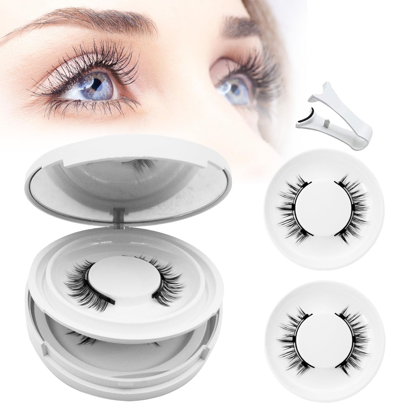 Ginani Magnetic Lashes,Magnetic Eyelashes with Applicator,2025 New Reusable Magnetic Lashes Natural Look No Glue or Liner Needed(Natural+Natural)