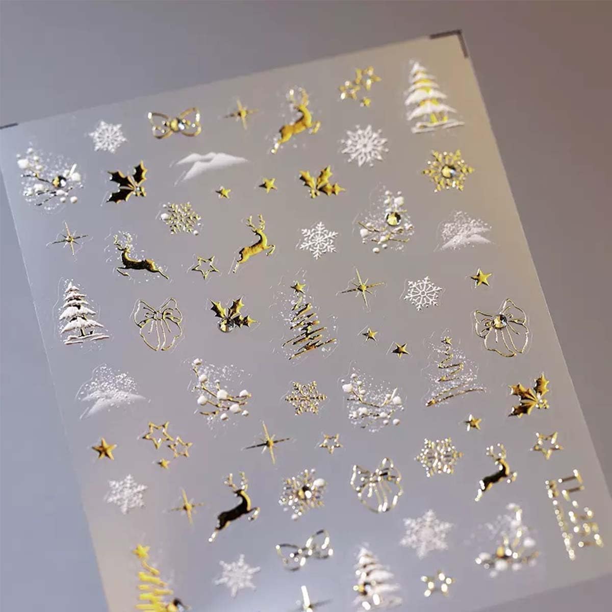 Gold Christmas Nail Art Stickers 5D Embossed Xmas Nail Art Decals Xmas Tree Nail Sticker Self-Adhesive Snowflake Elk Rhinestone Nail Decals for Women Winter Nail Supplies Manicure DIY