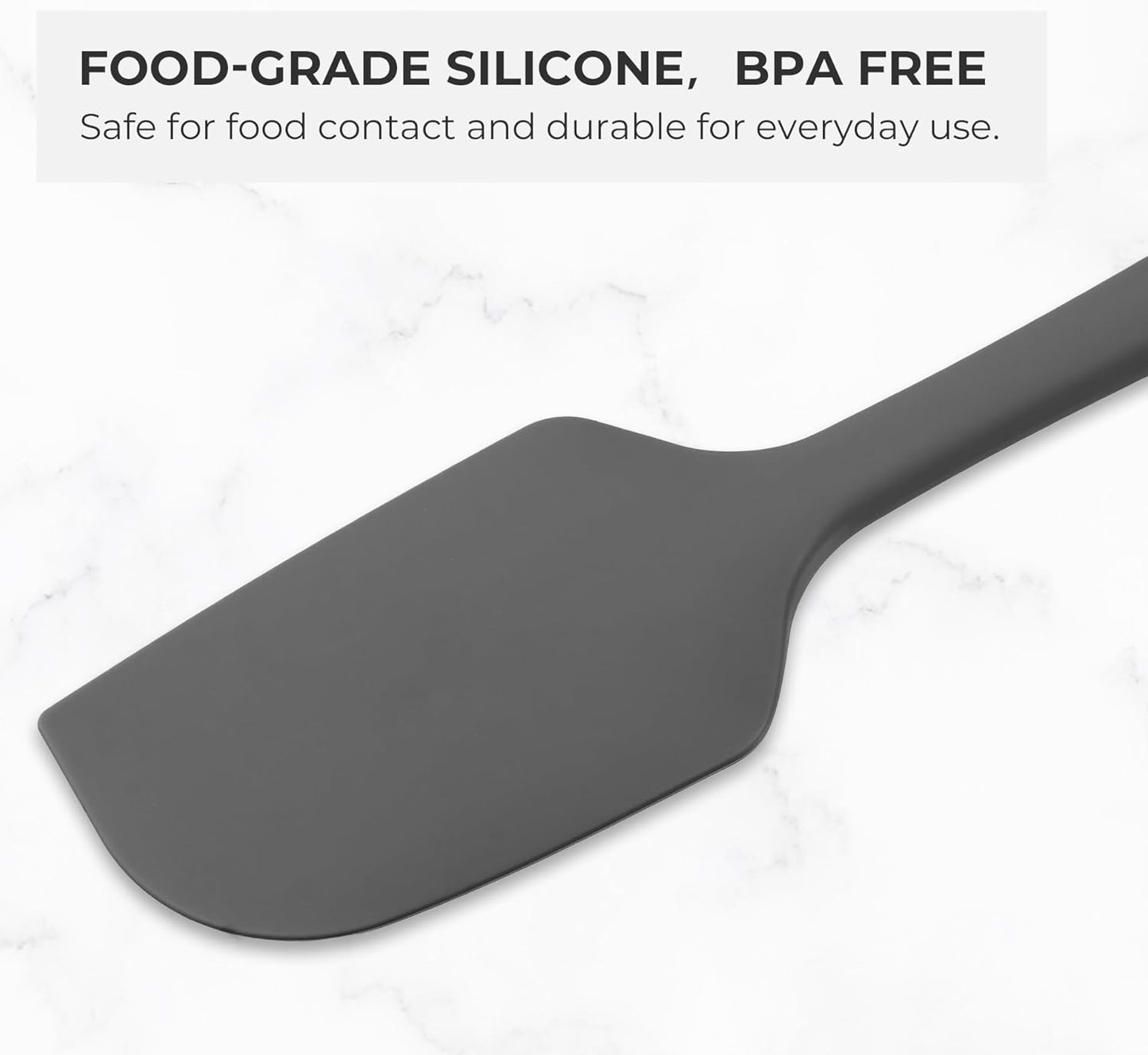Elihome Mini Silicone Spoonula - Non-Stick Heat Resistant Silicone Scraper Spatula for Mixing, Serving, Scraping, Stirring, and More, 8.75 Inch, Dark Grey