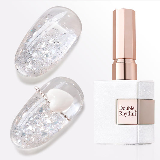 Double Rhythm 0.5Oz Glitter Gel Polish Shimmer Reflective Color for Nail Art Salon DIY Soak Off 15ml Nail Lamp Gel Polish at Home (Clear Silver-B1162)