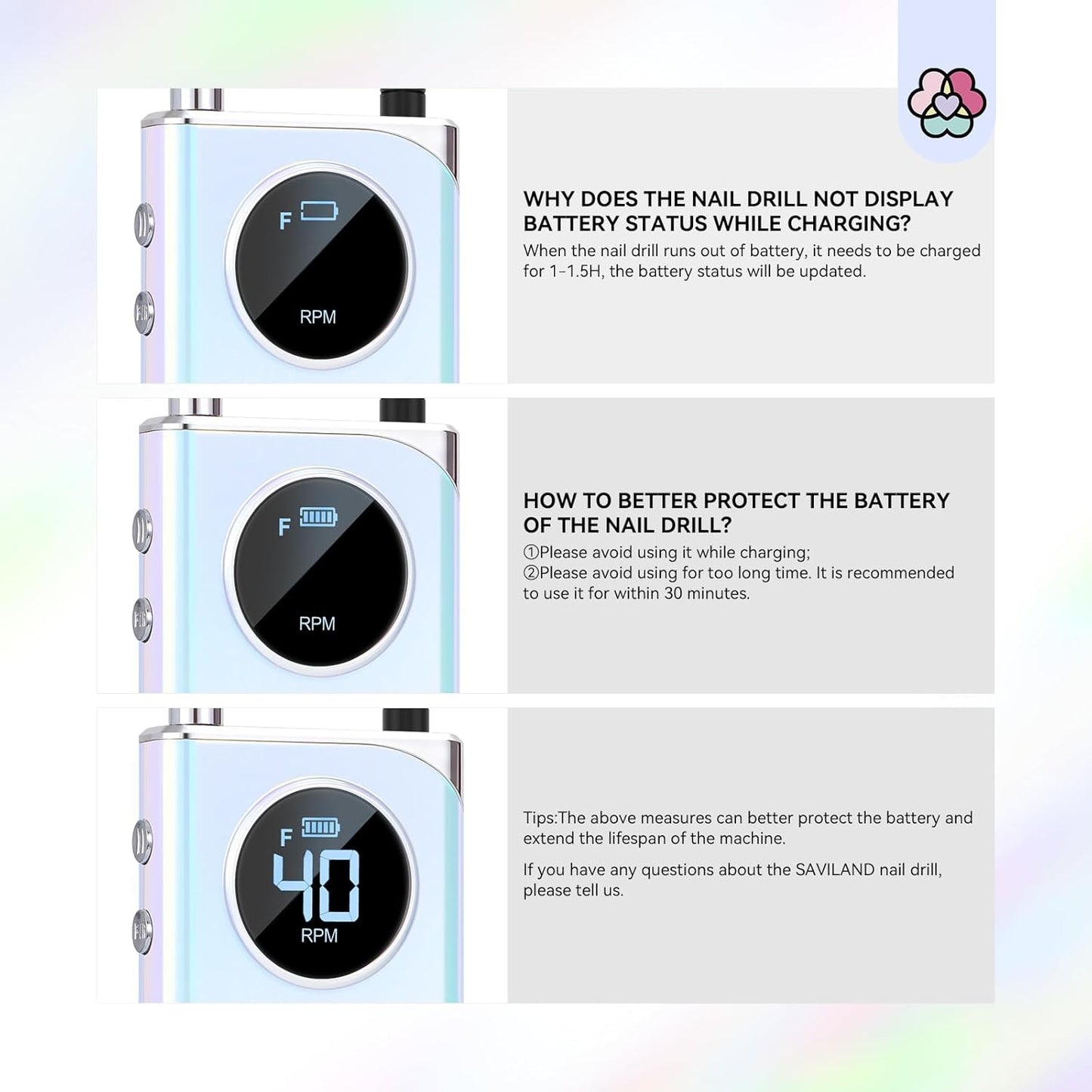 SAVILAND Advance Nail Drill for Acrylic Nails Professional: 40000RPM Nail Drill 6000mAhm High Capacity 2025 Rechargeable Electric Nail File 13 Drill Bits for Nails Manicure Pedicure E File Sky Realm