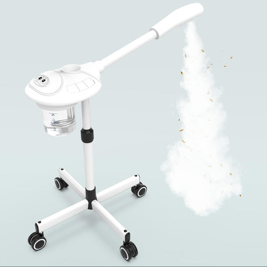 TASALON Professional Facial Steamer with Ozone, Vapor ozono Facial Steamer Professional for Clean Skin, Firm Pores, Esthetician Steamer for Home or Salon Use, Adjustable Height and Angle,White