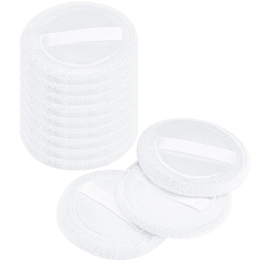 12 Pieces Powder Puffs Cotton Makeup Pads Soft Face Compact Puffs for Loose Setting Pressed Powder, 2.36 Inch (White)