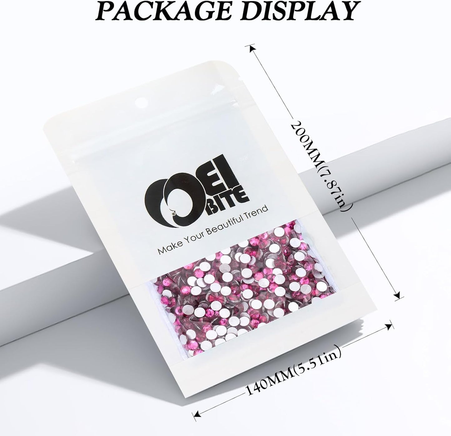 Fuchsia Flatback Rhinestones, Glass Rhinestones for Nail Art and Craft, Glue Fix, Loose Crystal Gemstones(Fuchsia, SS16, 2880pcs, 3.8-4.0mm)