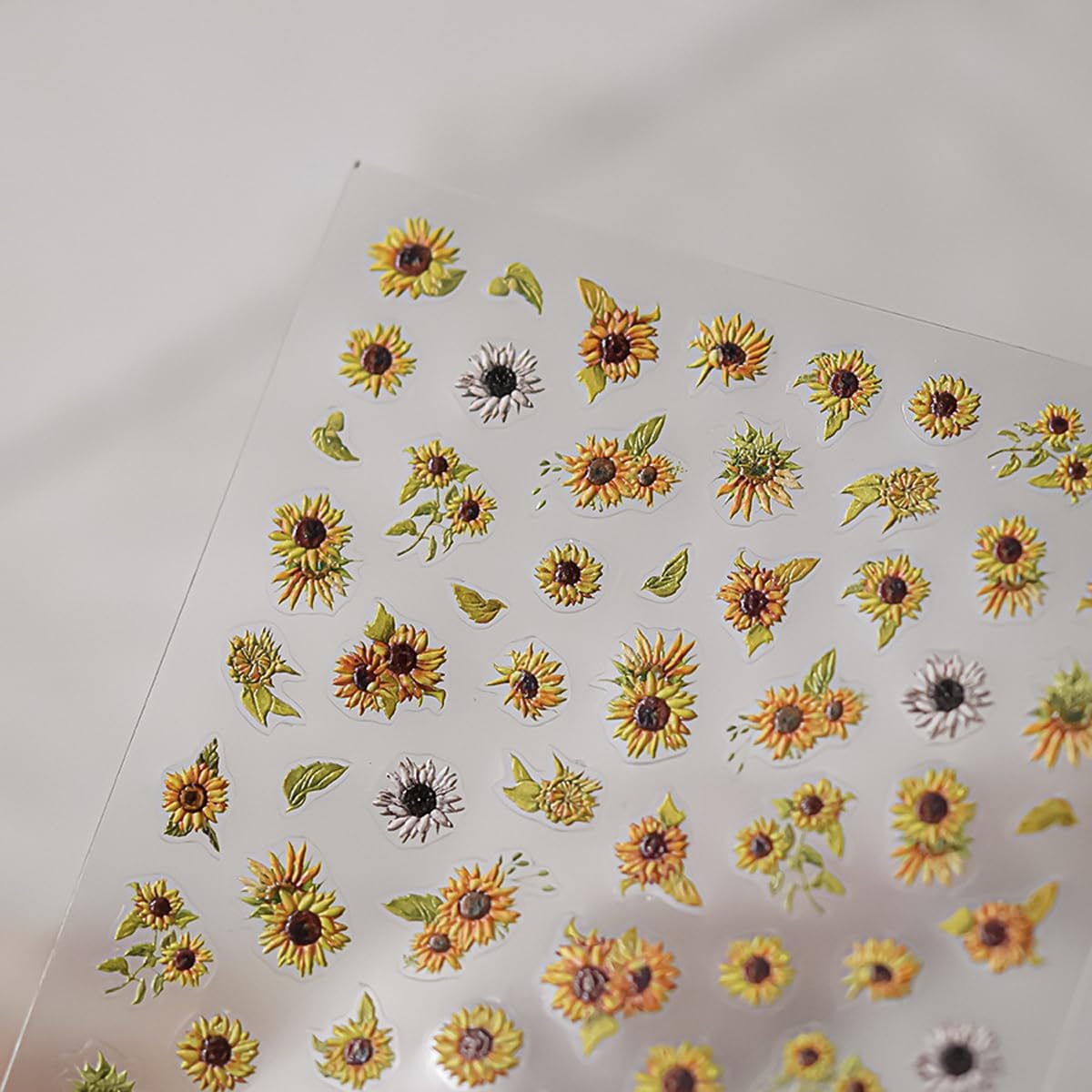 Sunflower Nail Stickers Spring Summer Nail Art Decals 5D Embossed Sunflower Stickers for Nails Designs Self Adhesive Nail Art Supplies & Decorations for Women Girls 1 Sheet