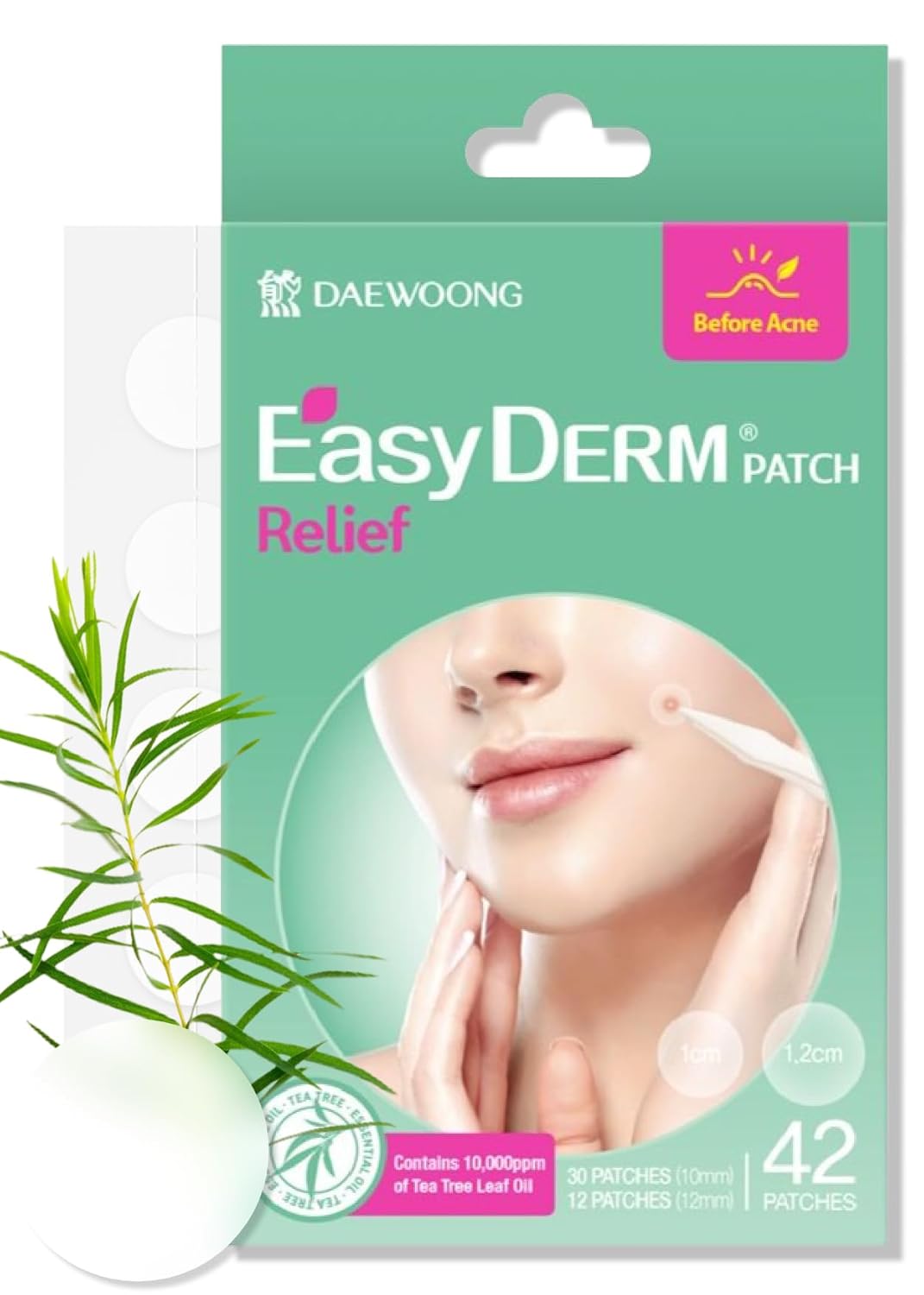 EasyDerm Relief Invisible Patch(42 counts) I Contains 10,000ppm of Tea Tree Oil, Pimple Patch, Ultra-slim 0.1mm, Waterpoof, Korean Pimple Patches Back to School MUST HAVE