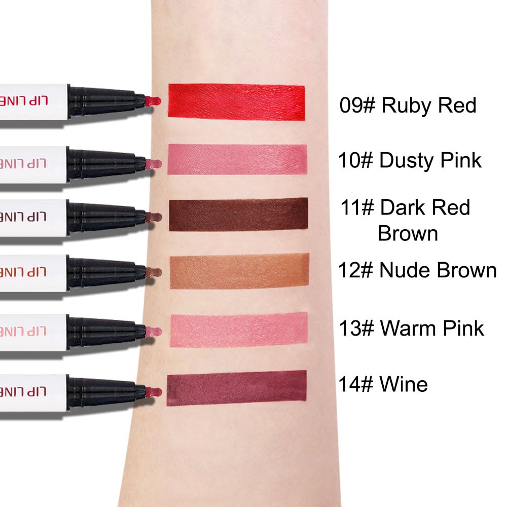 evpct Longwear Liquid Lip Liner Stain Marker Pen Long Lasting Waterproof, Nude Light Brown Matte Semi Permanent 24 Hour Lip Liner and Lipstick Combo, Color Stay Lipliner All Day, Lips Stain peel off