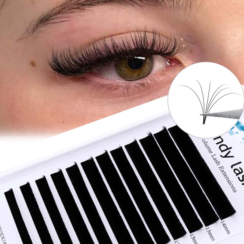 Easy Fan Volume for Lash Artists: Wendy, Handmade Fans for Eyelash Extensions, Self Fanning, Blooming, C-KH, Black, D-0.05-8-14