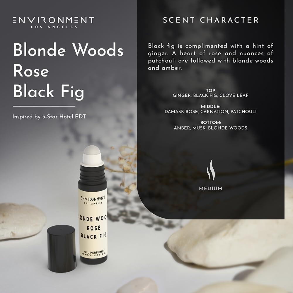 Environment Inspired by 5-Star Hotels EDT 10ml Roll-on Perfume (Blonde Woods | Rose | Black Fig) Body Oil Fragrance, Roll On Oil, Body Fragrance for Women & Men, Luxury Scents, Vegan & Cruelty-Free