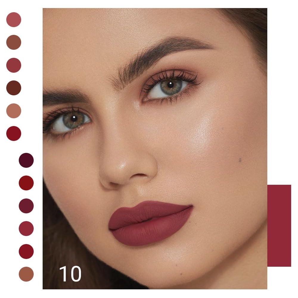 evpct 6Pcs Maroon Red Silky Velvet Matte Liquid Lipstick Lip Gloss Set for Women Long Lasting 24 Hours Color Stay Lipstick labiales matte larga duracion mate 24 horas originales 10#