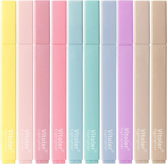 Highlighters, Aesthetic Cute Pastel Highlighters Set, 10 pcs, Chisel Tip, No Bleed Bible Highlighter Assorted Colors, Back to School Supplies