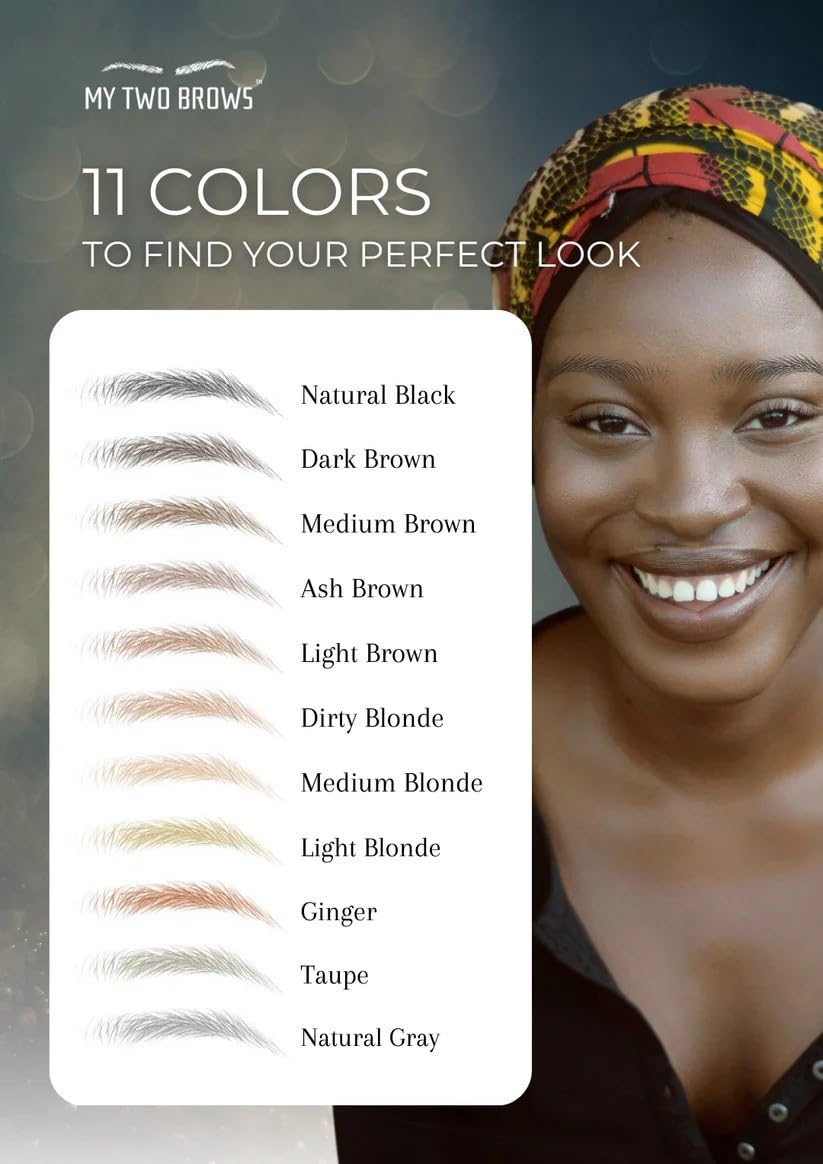 (10 pairs) Natural Grey Temporary Eyebrow Tattoo - Medium Size - Waterproof & Smudgeproof - Classy Curve Style Eyebrow Stickers - Sheet Lasts up to 30 Days - Won't Work on Existing Brows