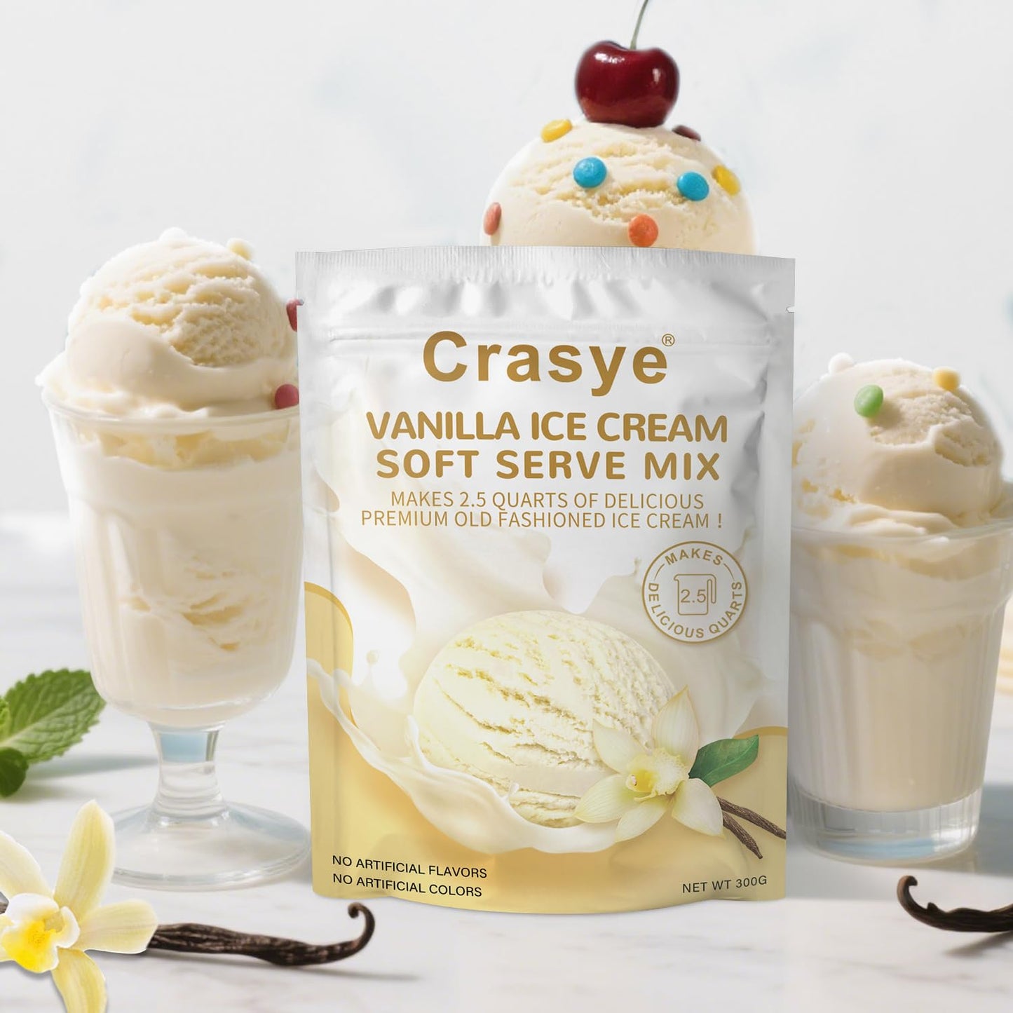 10 Ounce Ice Cream Mix Vanilla Soft Serve Mix Soft Serve Mixes Base Powder Homemade for Ice Cream Maker Machine