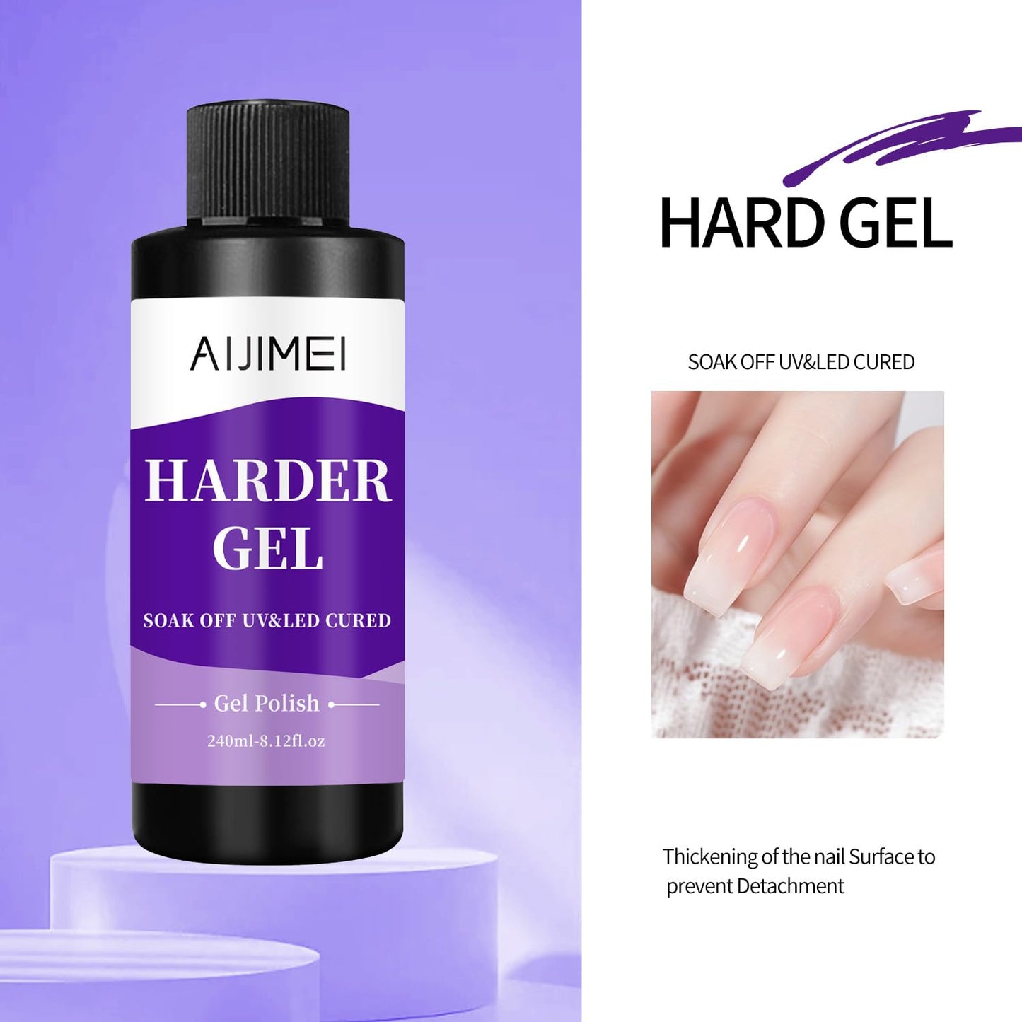 Harder Gel Builder Gel Nail Builder Strengthener for Art Versatile Use for All Nail Types, Fast Drying Gel Extension 8 Fl Oz