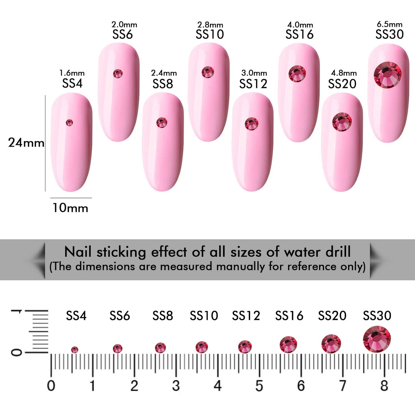 1440Pcs Rose Crystal Rhinestones,Glass Flatback Rhinestones Gemstones Mini for Nail Face Makeup Art Crafts Clothes Decoration -(SS10,2.8mm,Rose)