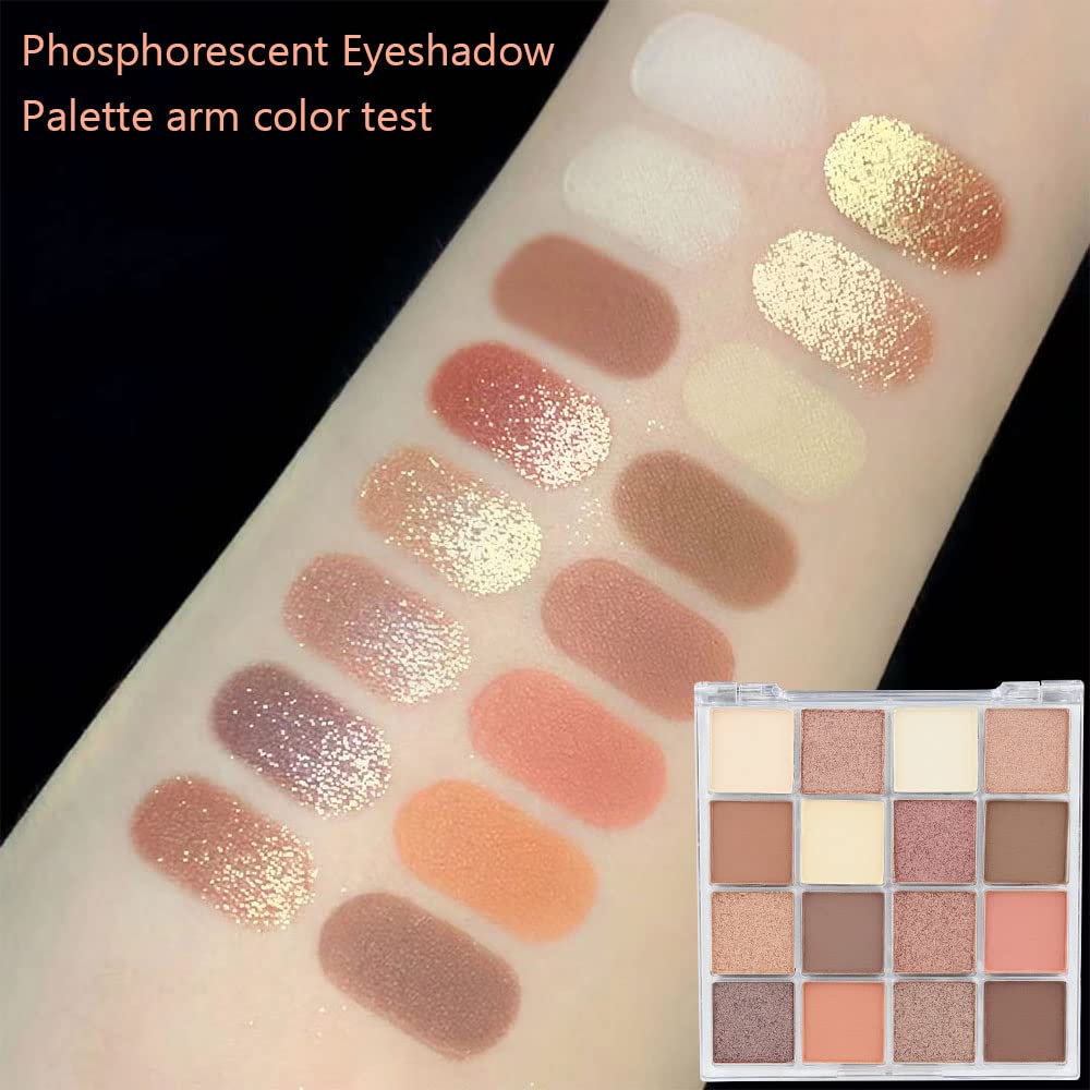16 Girds Colorful Matte Shimmer Eyeshadow Palette for Eye Makeup,High Pigmented Eye Shadow Primers Powder Palet de sombras de ojos-Glitter Nude#