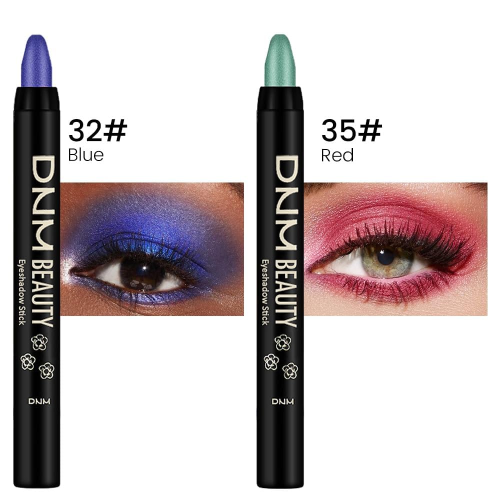 evpct 2Pcs Cream Eyeshadow Sticks Set for Eyes Waterproof, Blue Shimmer & Red Shimmer Matte Eye shadow Stick Pencil Pen Bulk sombras en crema para ojos 32+35