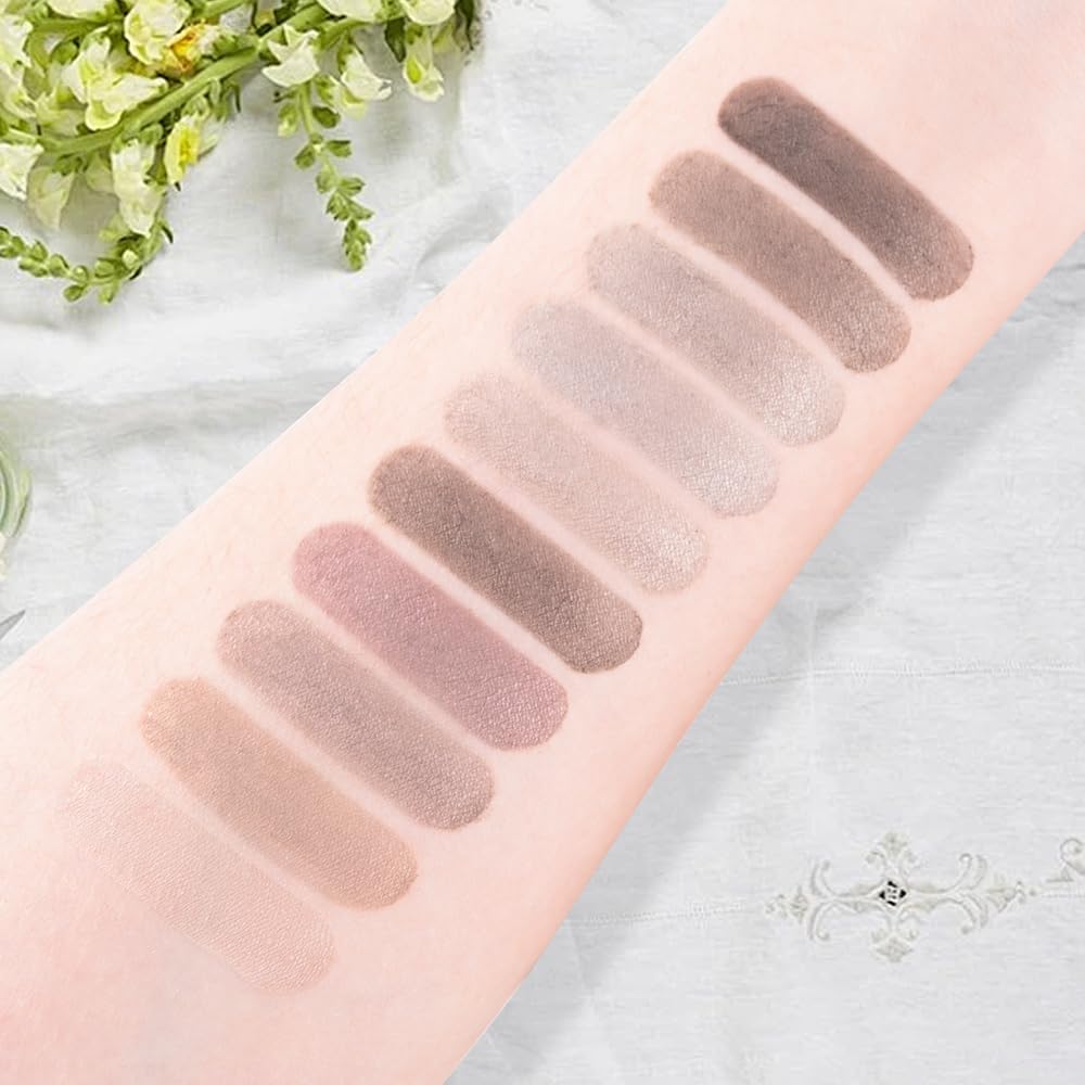 10 Color Matte Neutral Eyeshadow Palette - Neutral Taupe & Grey Brown Shades, Blendable Long-Lasting, Vegan Cruelty-Free Natural Nude Eye Shadow Palette for Women, Professional Makeup Looks