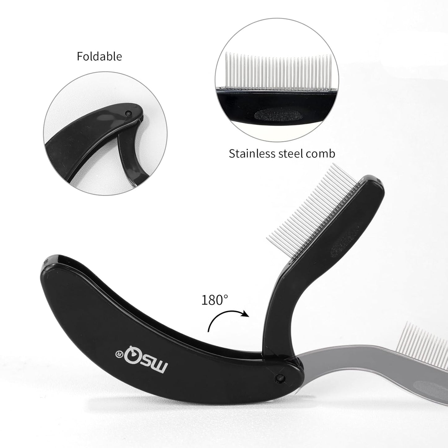 Eyelash Comb MSQ Eyelash Separator Tool Eyelash Comb Separator Folding Eyelash Brush Separator Lash Comb for Eyelash Makeup Brush (Black)