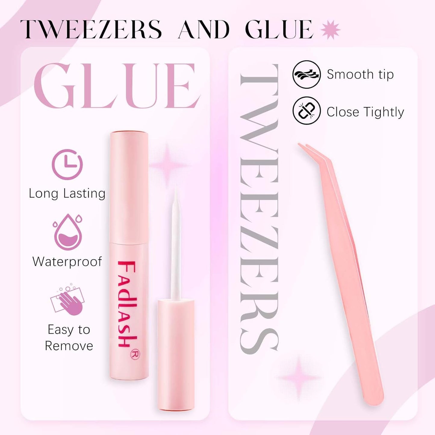 False Eyelashes Kit Thick and Voluminous Cat Eye Lashes Wear Comfortable Fake Lashes with Thin Band, 14 Pairs Lash Applicator Tool at Home by FADLASH,LZDD