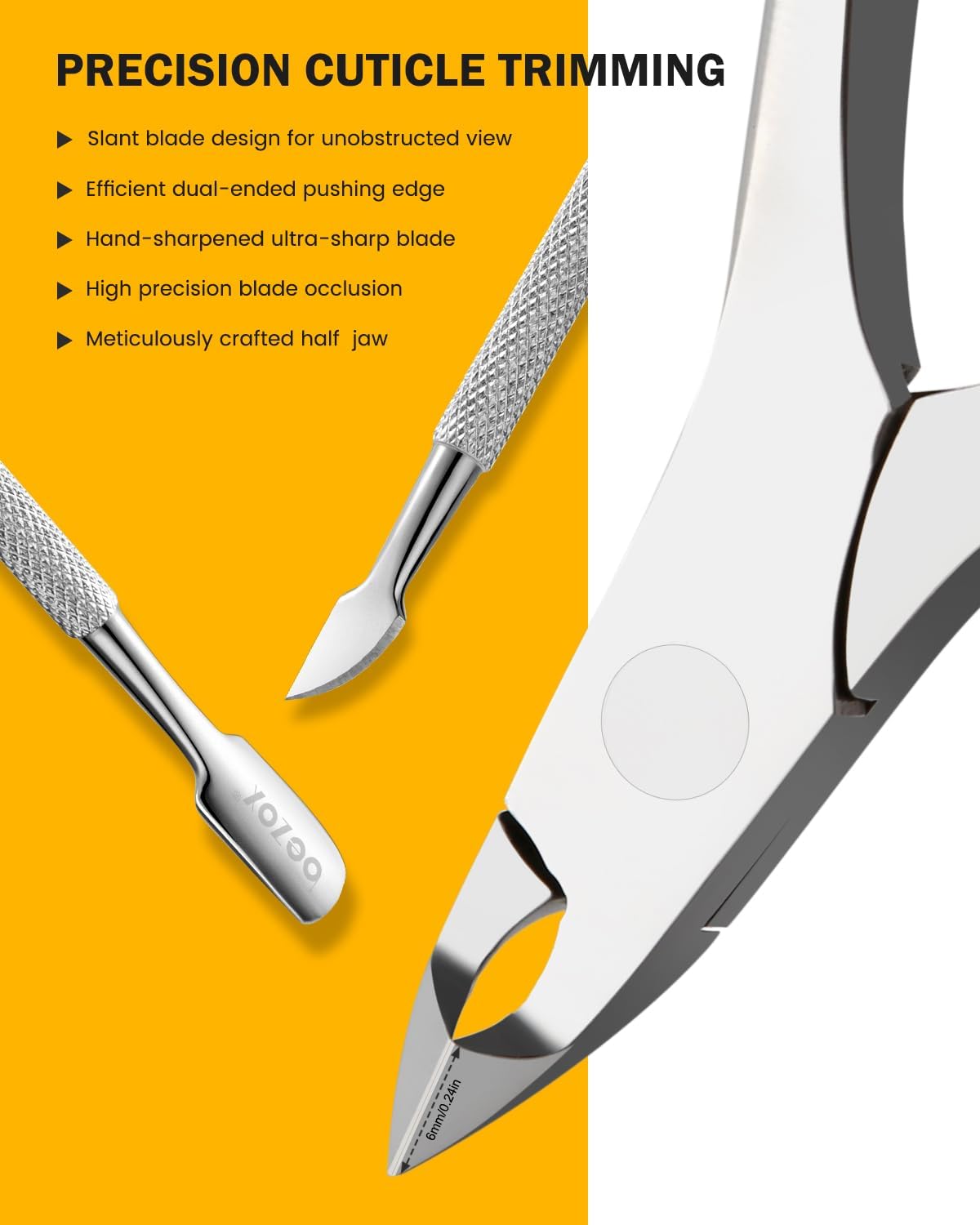 BEZOX Cuticle Trimmer with Pusher - Salon Quality Cuticle Clipper with Cuticle Pushers, Super Sharp Cuticle Cutters and Dual-End Nail Pushers Cuticle Stick, Professional Manicure Tools