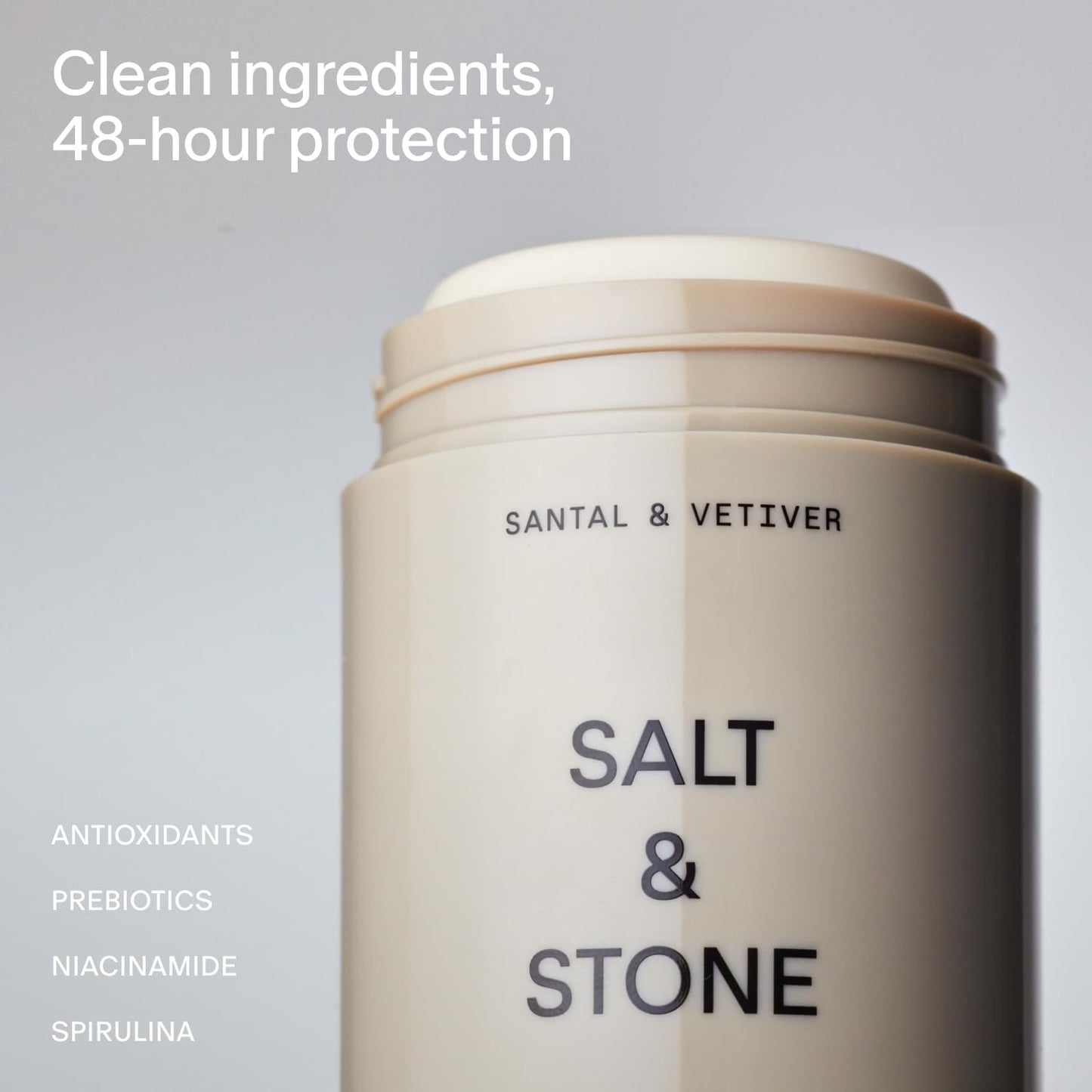 SALT & STONE Aluminum Free Deodorant | Extra Strength 48 Hour Protection for Women & Men | Made with Seaweed Extracts, Shea Butter & Prebiotics (Santal & Vetiver)