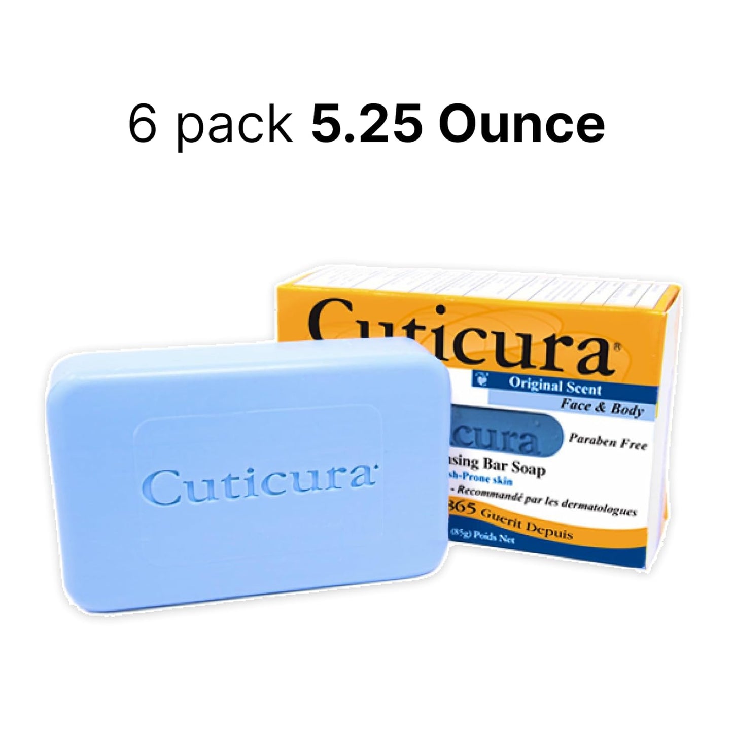 Cuticura Official Deep Cleansing Face and Body Soap - 5.25 oz (Pack of 6)