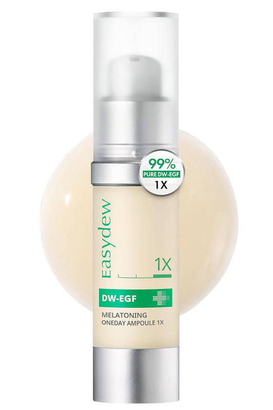 Easydew DW-EGF Melatoning Ampoule 1X - Hydrating Dark Spot Serum with Niacinamide & Glutathione for Uneven Skin - Fast Absorbing Day & Night Ampoule Korean Skin Care (Bottle 1.01 fl oz, EGF 1X)