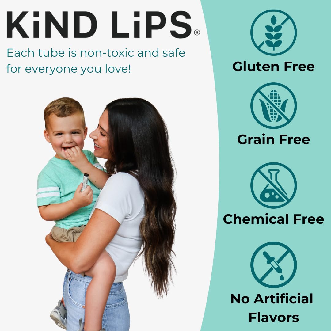 Kind Lips Sweet Mint Lip Balm 5-Pack - USDA Organic, Natural Chapstick Alternative for Dry Lips | Gluten-Free, Cruelty-Free