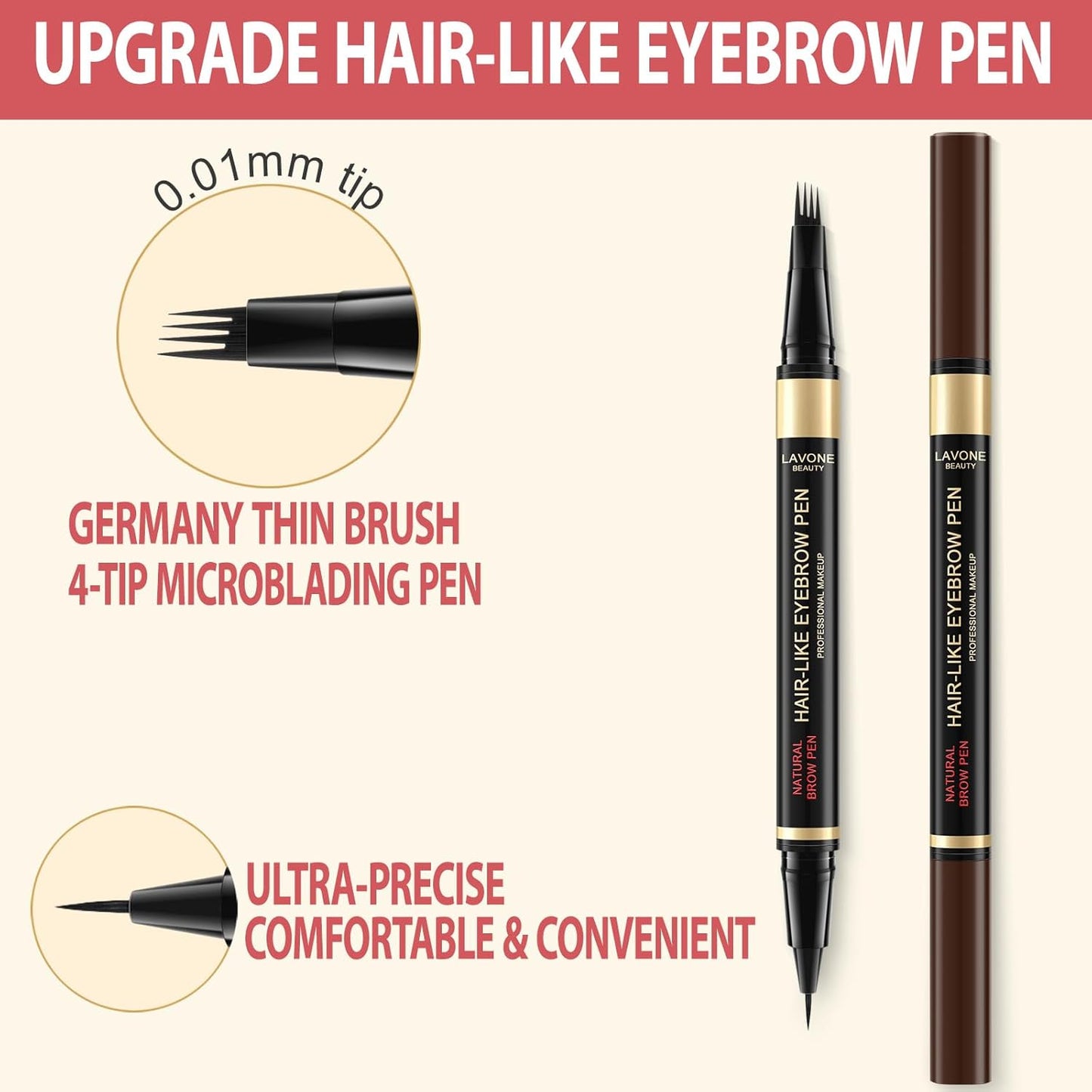 Eyebrow Pen Kit, with Microblading Eyebrow Pen, Eyebrow Gel, Eyeliner, Eyebrow Brush, Eyebrow Pencils for Women, Waterproof, Smudge Proof, Long Lasting Makeup Formula - Dark Blonde