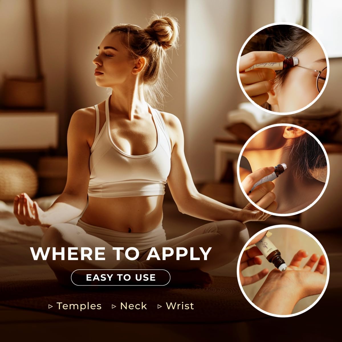 Gya Labs Clary Sage Essential Oil Roll on for Skin Nourishing, 100% Pure Natural Aromatherapy Oil Roller, Soothing & Balancing, Travel Size (0.34 Fl Oz)