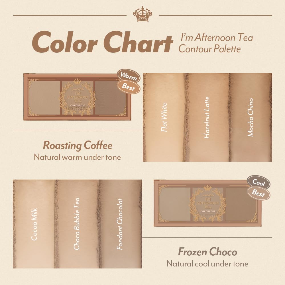 I'm Meme Palette - Afternoon Tea Contour | Frozen Choco, Bronzer Palette for Face & Cheeks, Matte Powder Bronzer, Natural Makeup, Buildable Coverage, Light to Medium, For Cool Tone Skin, 0.4oz