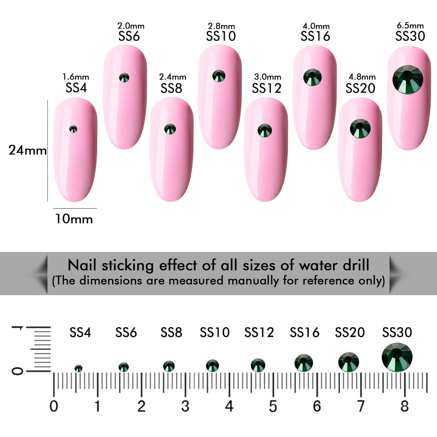 1440Pcs Dark Green Crystal Rhinestones,Glass Flatback Rhinestones Gemstones for Nail Face Makeup Art Crafts Clothes Decoration -(SS20,4.8mm,Dark Green)