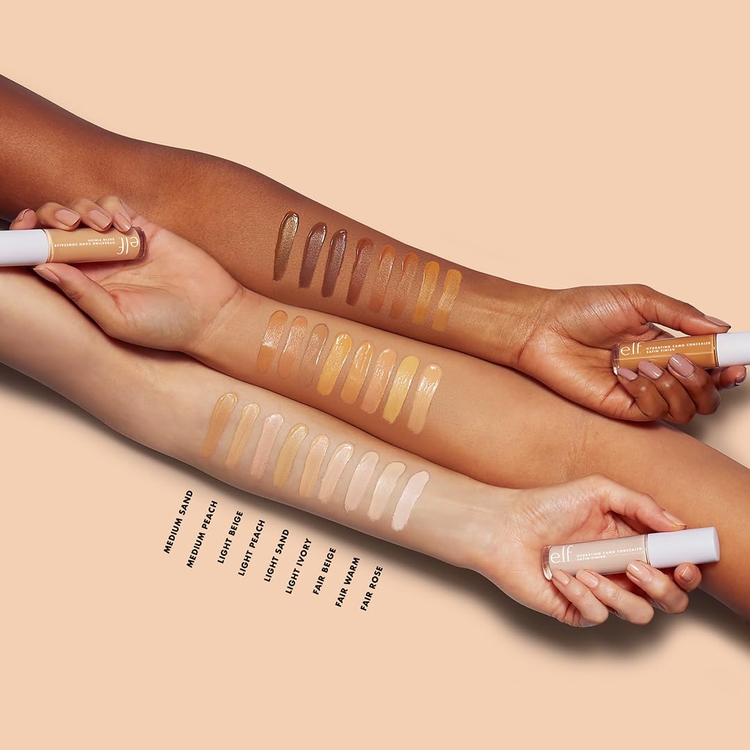 e.l.f. Hydrating Camo Concealer, Covers Blemishes & Under-Eye Circles, Full-Coverage & Delivers A Satin Finish, Vegan & Cruelty-Free, Fair Beige