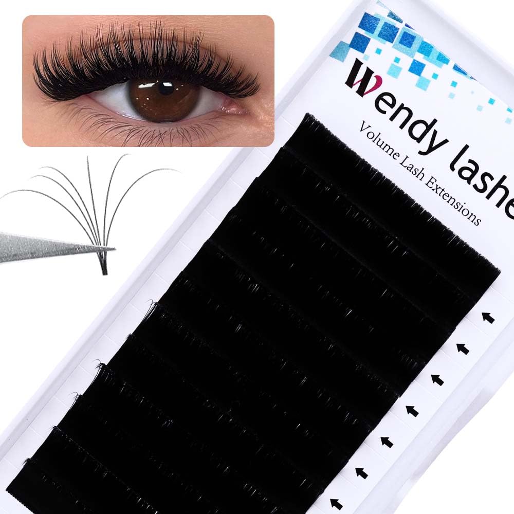 Easy Fan Volume for Lash Artists: Wendy, Handmade Fans for Eyelash Extensions, Self Fanning, Blooming, B-KH, Black, D-0.05-11