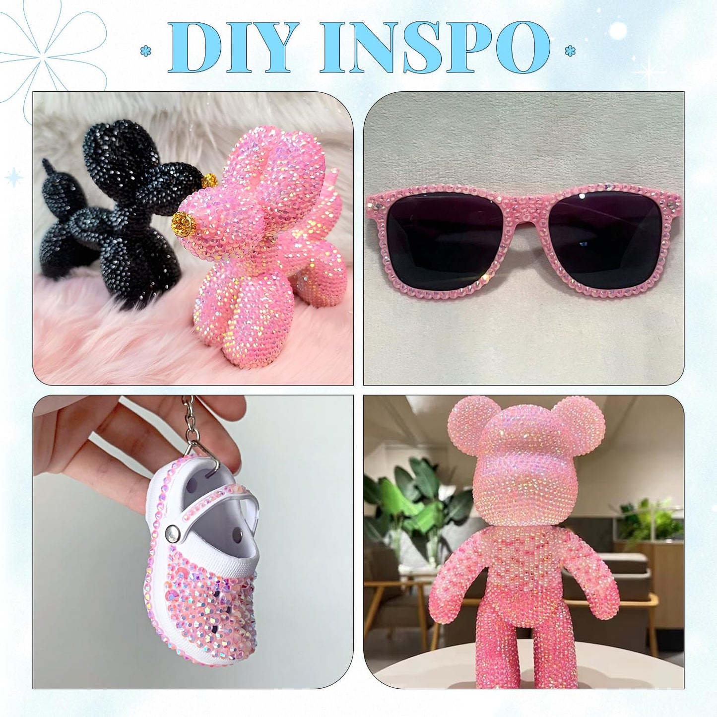 6000Pcs Resin Rhinestones for Bedazzling with 3Pcs B7000 Jewelry Glue, 1 Box Light Pink AB Flatback Rhinestones for Crafting Crafts DIY, Crystals Gems for Clothing Shoes Tumblers Nail Art Makeup