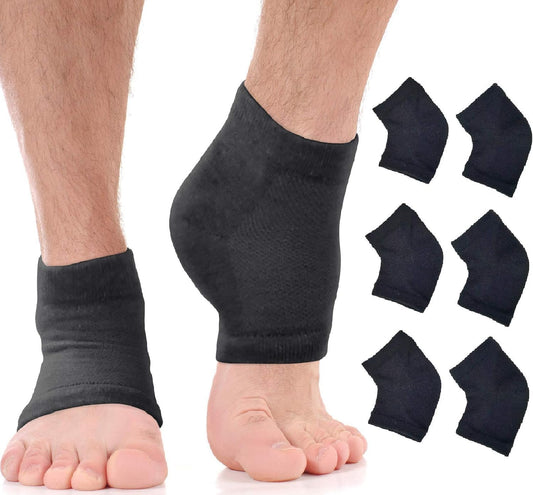 Moisturizing Socks for Men | Cracked Heel Treatment with Aloe Vera | Moisturizer Foot Callus Remover | Aloe Socks for Cracked Heels & Dry Cracked Feet | Lotion Infused Gel Heel Socks (Large - 3 Pairs)