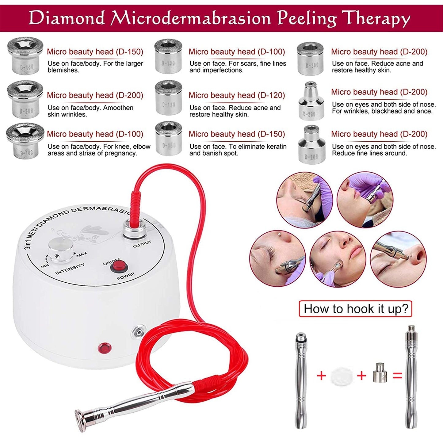 Diamond Microdermabrasion Machine, Yofuly 3 in 1 Professional Microdermabrasion Machine with Vacuum Glass Tube and Spray Bottle for Home Use Skin Care