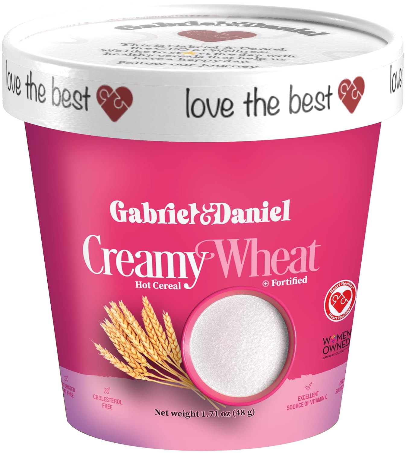 Gabriel & Daniel Organic Instant Creamy Wheat (Farina) Hot Cereal Cup – Non-GMO, Pure and Organic Breakfast Cereal – Rich in Iron & Vitamin C for a Nourishing and Quick Meal – Smooth & Creamy Texture (Pack of 12)