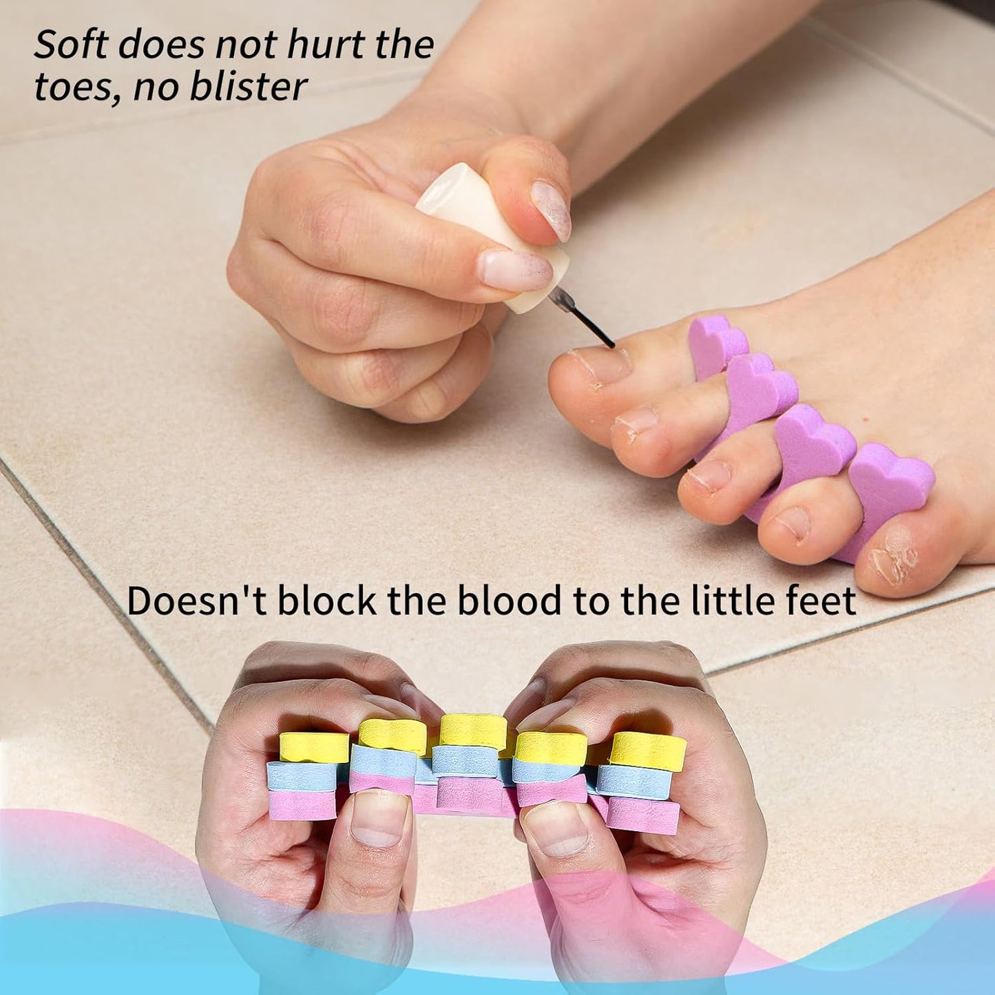 SUNFATT Foam Toe Separators,Toe Spacers for Women,Pedicure Toe Separators for Separating Toenails or Nails,Easy Finger and Toenail Polish Grooming,Soft Foams Pedicure Tools.12pcs