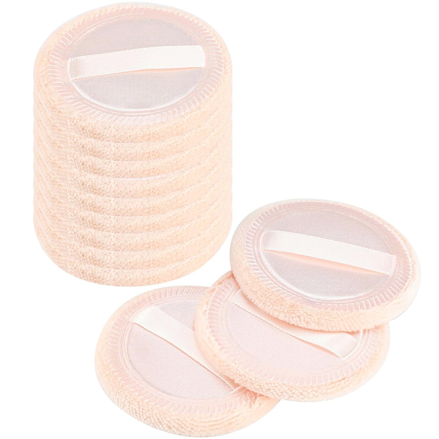 12 Pieces Powder Puffs Cotton Makeup Pads Soft Face Compact Puffs for Loose Setting Pressed Powder, 2.36 Inch (Beige)