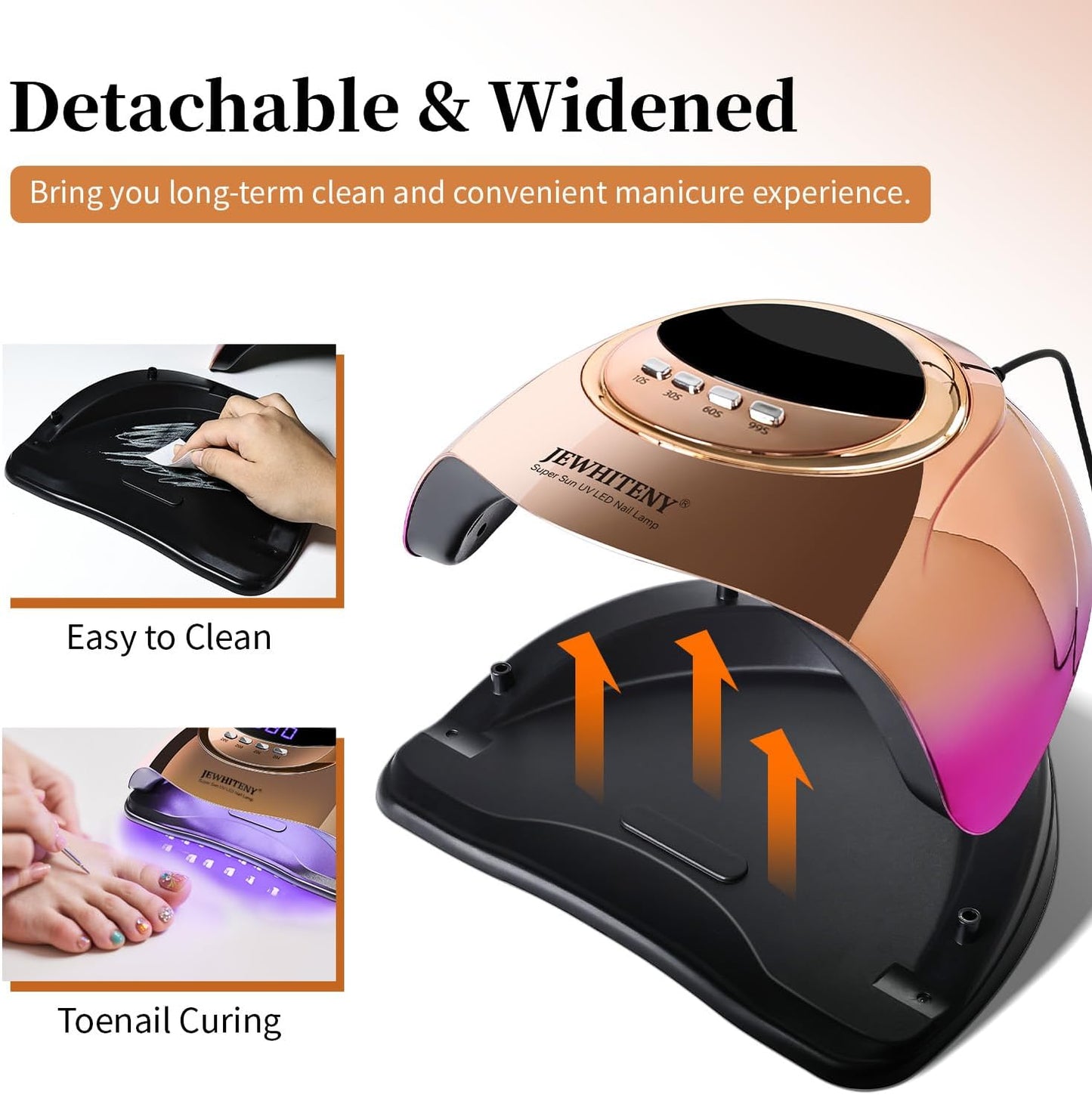 JEWHITENY Golden U V LED Light for Gel Nails:Nail Lamp with 4 Timers & Automatic Sensor Fast Curing Light for Gel Nail Polish Professional Manicure Tool