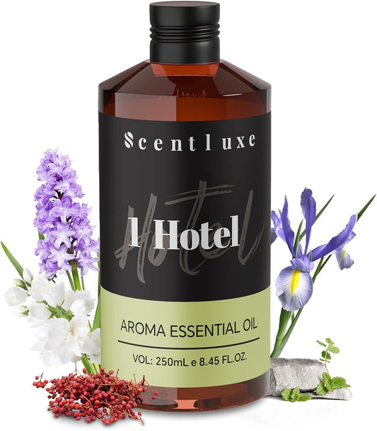 Hotel Diffuser Oil & Aroma Essential Oil Blend Luxury 1 Hotel Inspired Aromatherapy with Jasmine, Pink Pepper, Pineapple, Cedar & Amber for Ultrasonic Diffusers & Nebulizers - 8.45 fl oz, 250 mL