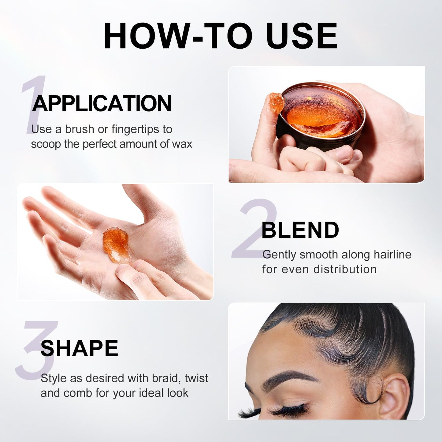 BOLI Strong Hold Edge Control Gel for Women, Styling Wax - Non-Greasy, Non-Flaking, No White Cast, Long Lasting, Shine & Smooth for All Hair Types (120g)