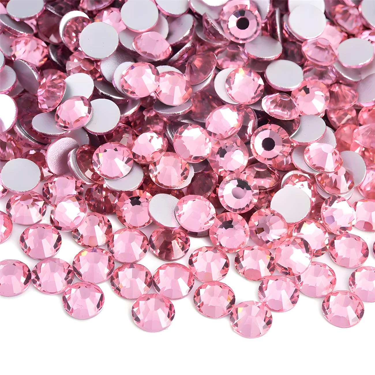 Flatback Rhinestones Round Gems for Nails Art and Crafts 1250Pcs SS20 5mm Glitter Crystals Stone DIY Bags Clothes Shoes (Pink)