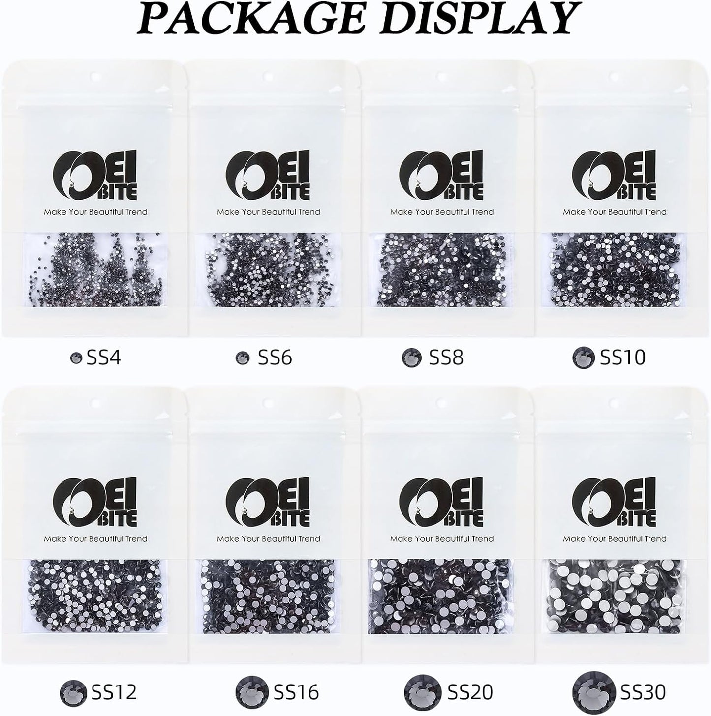 Gray Flatback Rhinestones, Glass Rhinestones for Nail Art and Craft, Glue Fix, Loose Crystal Gemstones(Gray, SS10, 1440pcs, 2.7-2.8mm)