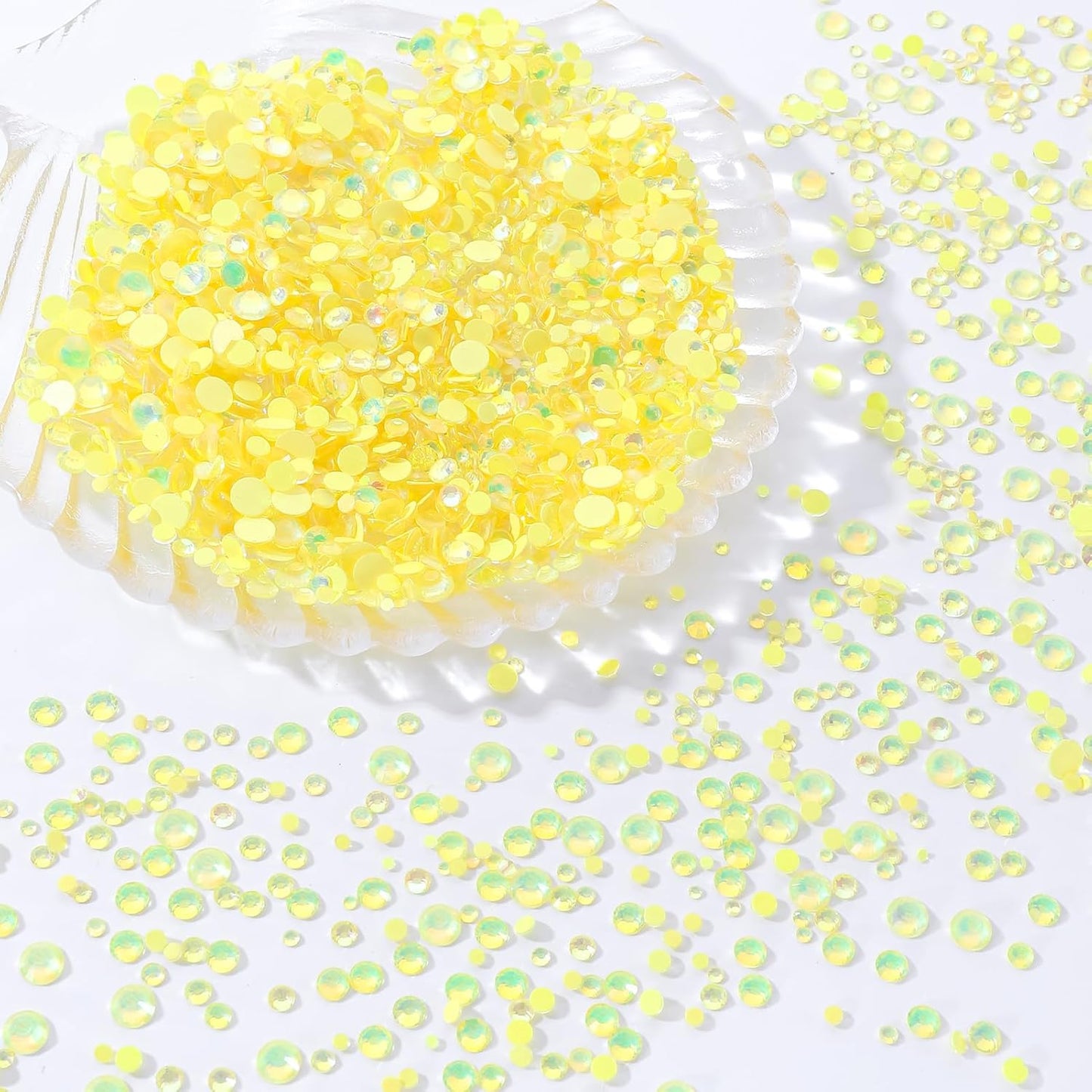 F Yellow Flatback Rhinestones, Glass Rhinestones for Nail Art and Craft, Glue Fix, Loose Crystal Gemstones(F Yellow, SS16, 1440pcs, 3.8-4.0mm)