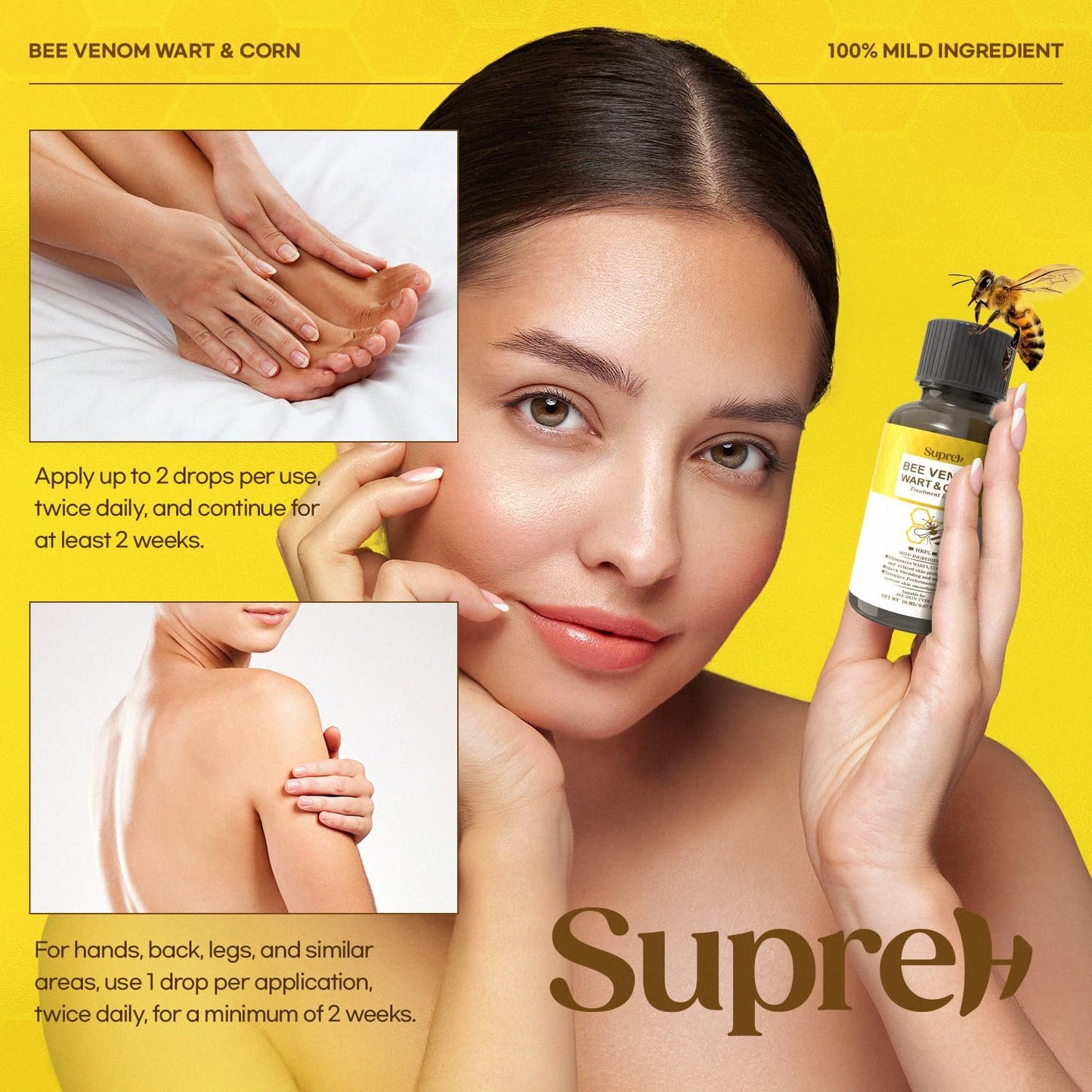 Fast-Acting bee Venom wart Remover: wart Freeze Off with salicylic Acid & bee Venom Cream - Wart Removal for Plantar Wart Genital Wart 18 ML