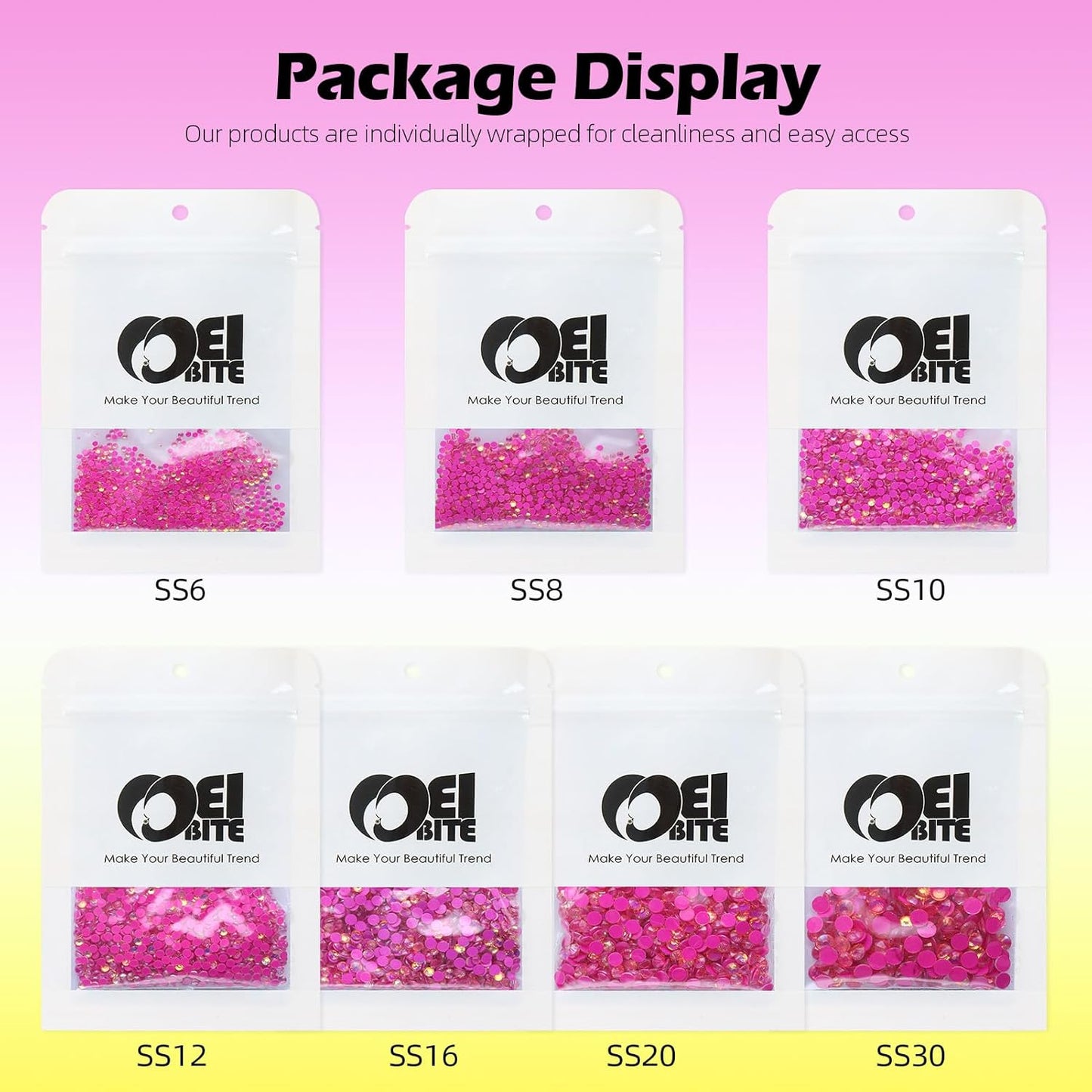 F Rose Flatback Rhinestones, Glass Rhinestones for Nail Art and Craft, Glue Fix, Loose Crystal Gemstones(F Rose, SS6, 1440pcs, 1.9-2.0mm)