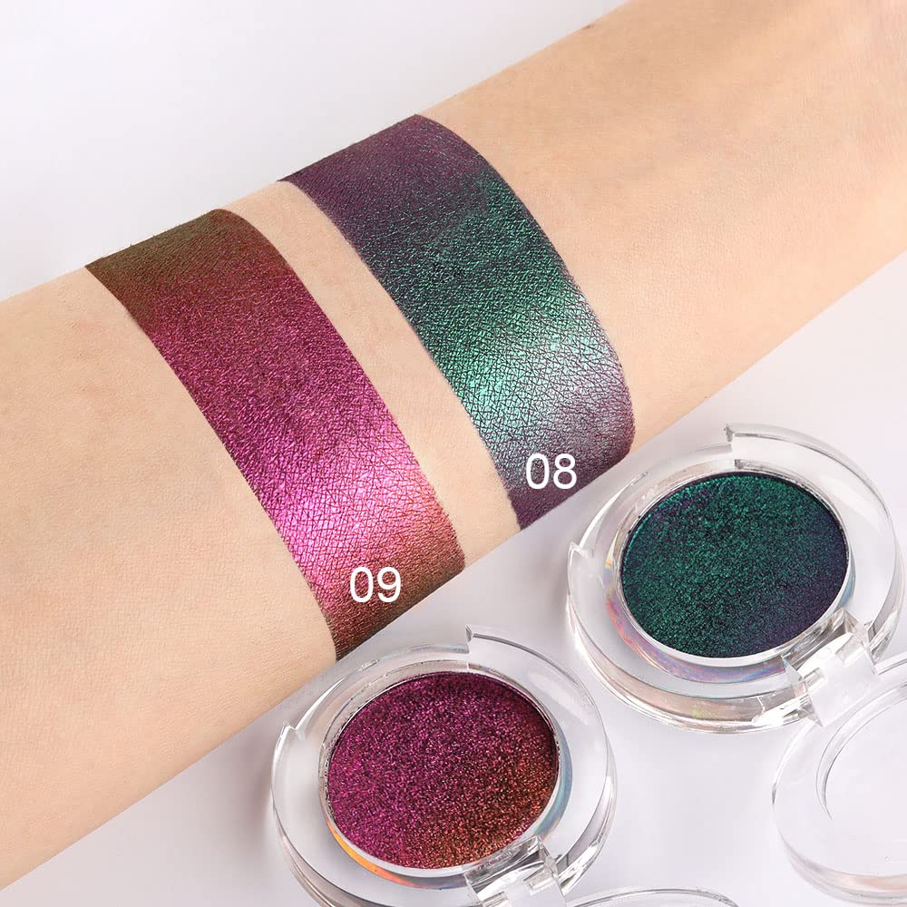 evpct 2Pcs Duochrome Chameleon Chrome Multichrome Eyeshadow Makeup Palette Set Women, Sapphire blue Purple Gold Metallic Holographic Glitter Sparkle Shimmer Loose Eyeshadow Eye Shadow Palette Makeup